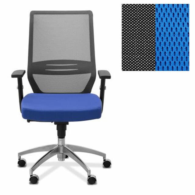 Офисное кресло для персонала Юнитекс Aero сетка/ткань TW черная/синяя