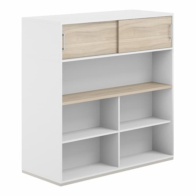 Стеллаж-комбо 1638 двухсторонний Norden Allegro AG.256.220.676.WH с антресолью и с экраном ЛДСП